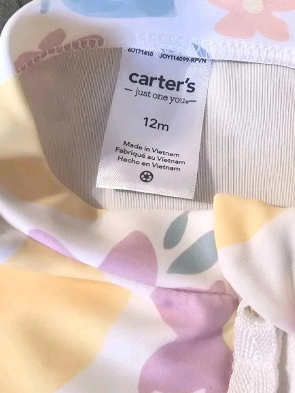 Carter's Girls 12M UV Sun Suit 1-Piece Long Sleeve Zip Floral Multicolor NWT